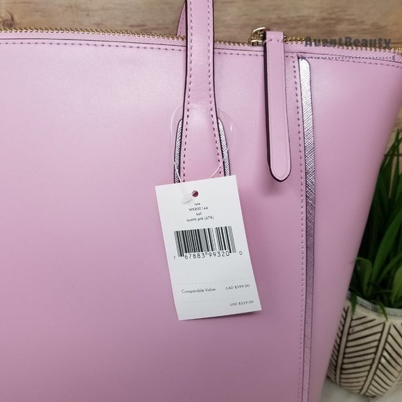 Kate Spade Kali Quartz Pink Large Tote Leather New - Picture 10 of 15